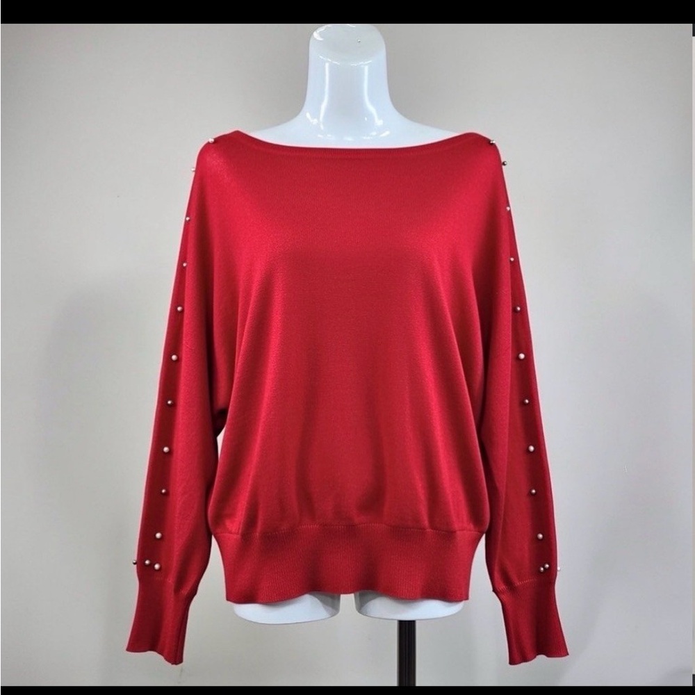 Carmen Marc Valvo Red Crewneck Sweater